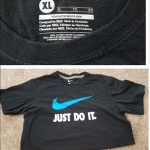 black and blue youth shirt